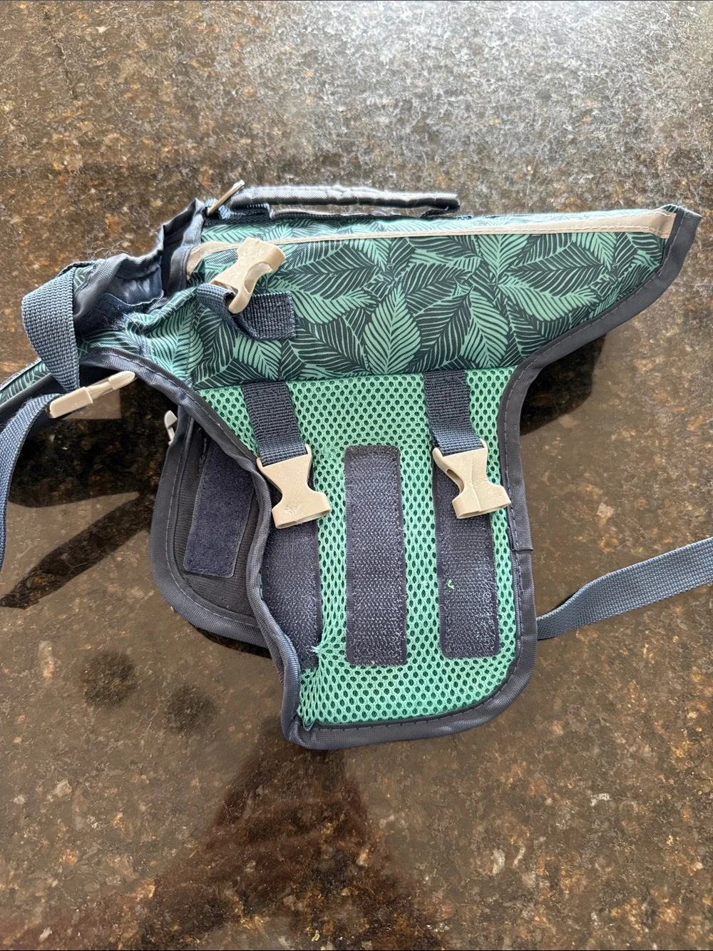 Green Leaf Print Dog Harness life jacket